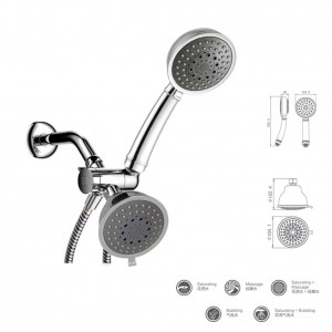 Full-Chrome 24 Function Ultra-Luxury 3-way 2 in 1 Shower-Head /Handheld-Shower Combo