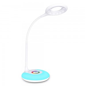Dimmable LED Desk Lamp with Built-in 1500mAh Rechargeable Battery,256 Colorful Changing Base, Flexible Gooseneck Table Lamp,Eye-Caring Office lamp for Student/Worker/Surfer