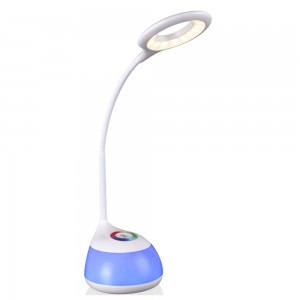 Kids Reading Light, RGB Table Light, Dimmable LED Desk Lamp with Colorful Mood Light, USB Charge, Built-in 2000mAh Rechargeable Battery, Flexible Goose Neck, Touch Control for 