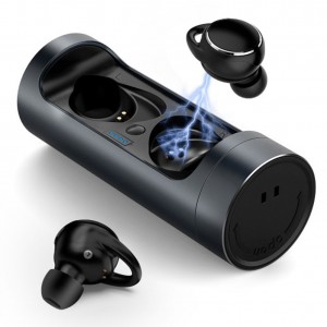 Bluetooth Wireless Earphones Premium Stereo Sound,Bluetooth 5.0 True Wireless Earbuds Up to 18 Hours Play Time with Portable Charging Case,Bluetooth Earbuds with Built-in Mic and Automatical Quick-Pairing Technology-Black&Dark Blue