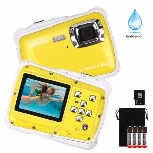 Kids Waterproof Camera, Digital Underwater Camera for Boys and Girls, 12MP HD Action Sport Camcorder with 2.0" LCD, 8X Digital Zoom, Flash, Mic and 8G SD Card.