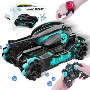 RC Water Bomb Tank 2.4G 4WD Gravity Watch RC Vehicle With Light&Music 360° Rotate Stunt Car Battle Shoots Toys For Boys Kids