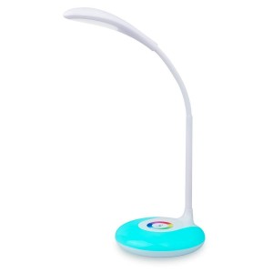 LED Desk Lamp with Flexible Gooseneck Adjustable Brightness Level Night Light, 1000mAh Rechargeable Eye-caring Colorful Table Light with USB Port Touch Control (256 Base Color)