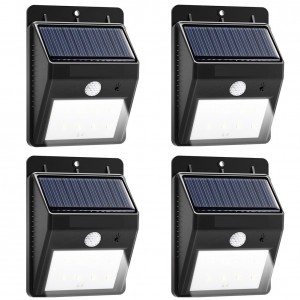 Solar Lights 8 LED Wireless Waterproof Motion Sensor Outdoor Light for Patio, Deck, Yard, Garden with Motion Activated Auto On/Off (4-Pack)