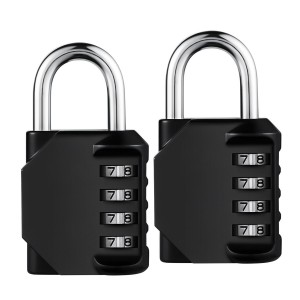  Combination Lock, 4 Digit Anti Rust Padlock Set, Metal & Plated Steel and Weather Proof Design for School, Employee, Gym & Sports Locker, Case, Toolbox, Fence, Hasp Cabinet & Storage - Pack of 2